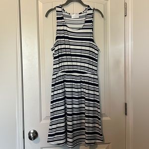 French Grey navy and white stripe dress